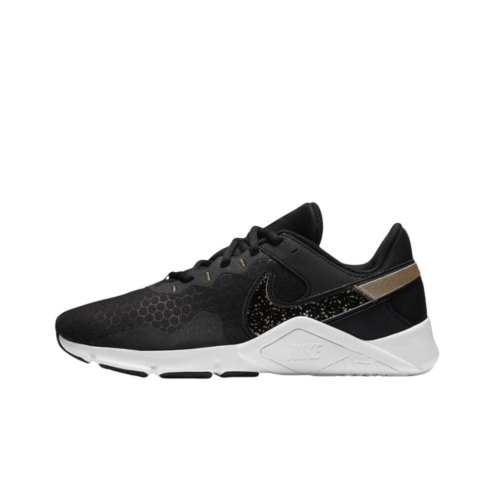 Nike Women's Legend Essential 2 Premium Black Metallic Gold Grain Size 11.5